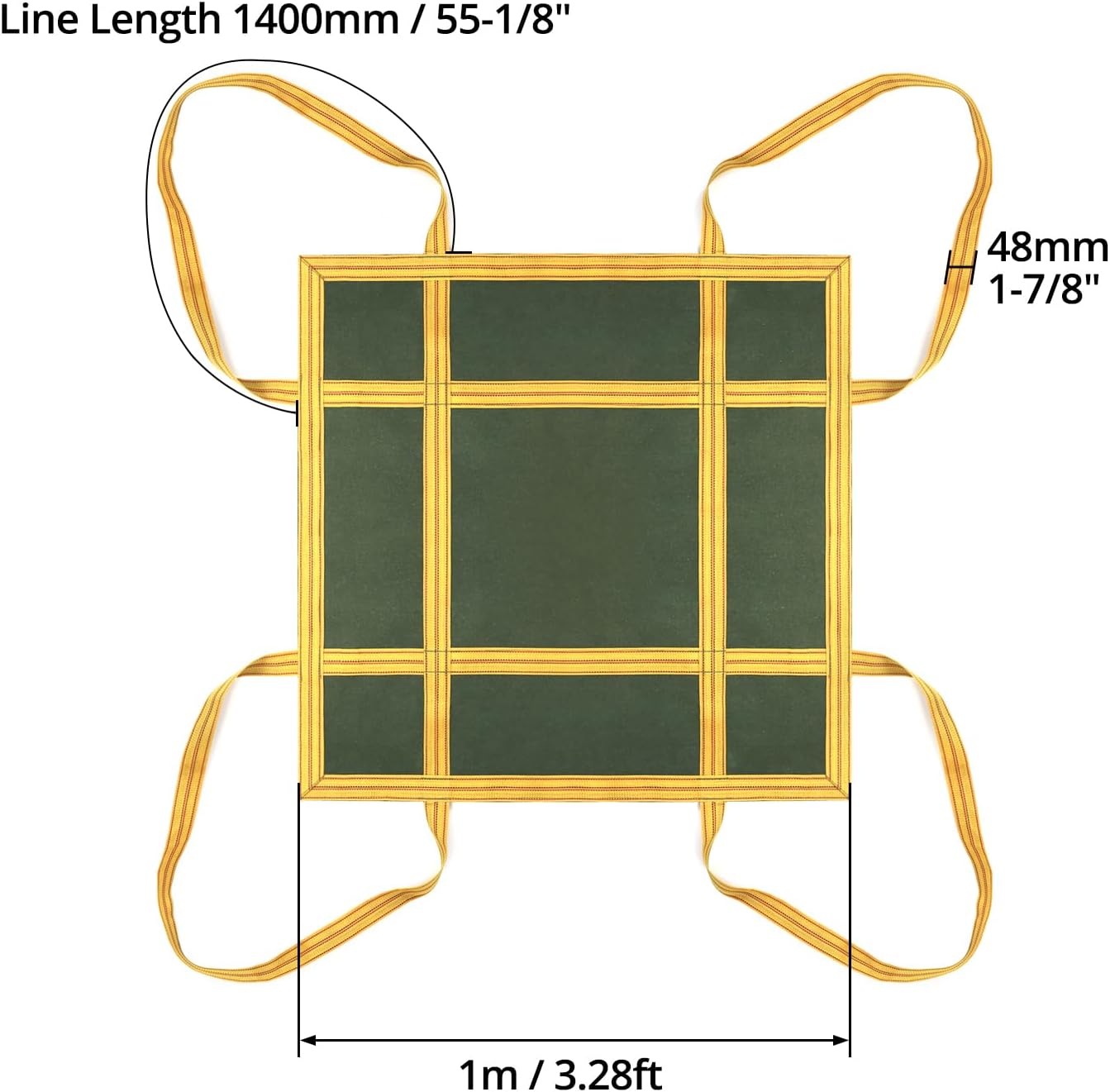 Heavy-Duty Canvas Cargo Lifting Pad Net - 3.28ft x 3.28ft Reinforced Handle Lifting Net for Construction, Logistics, and Transport, 2645lbs Load Capacity, Non-Slip Material