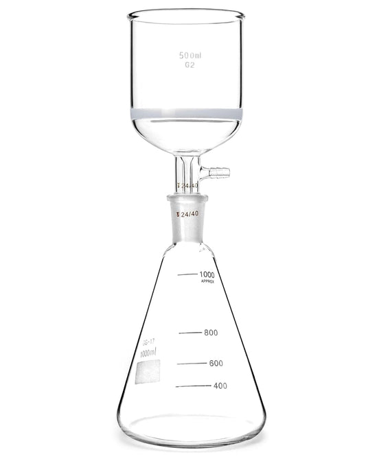 Borosilicate Glass 500ml Buchner Filtering Funnel and 1000 mL Erlenmeyer Flask, with Standard 24/40 Joint