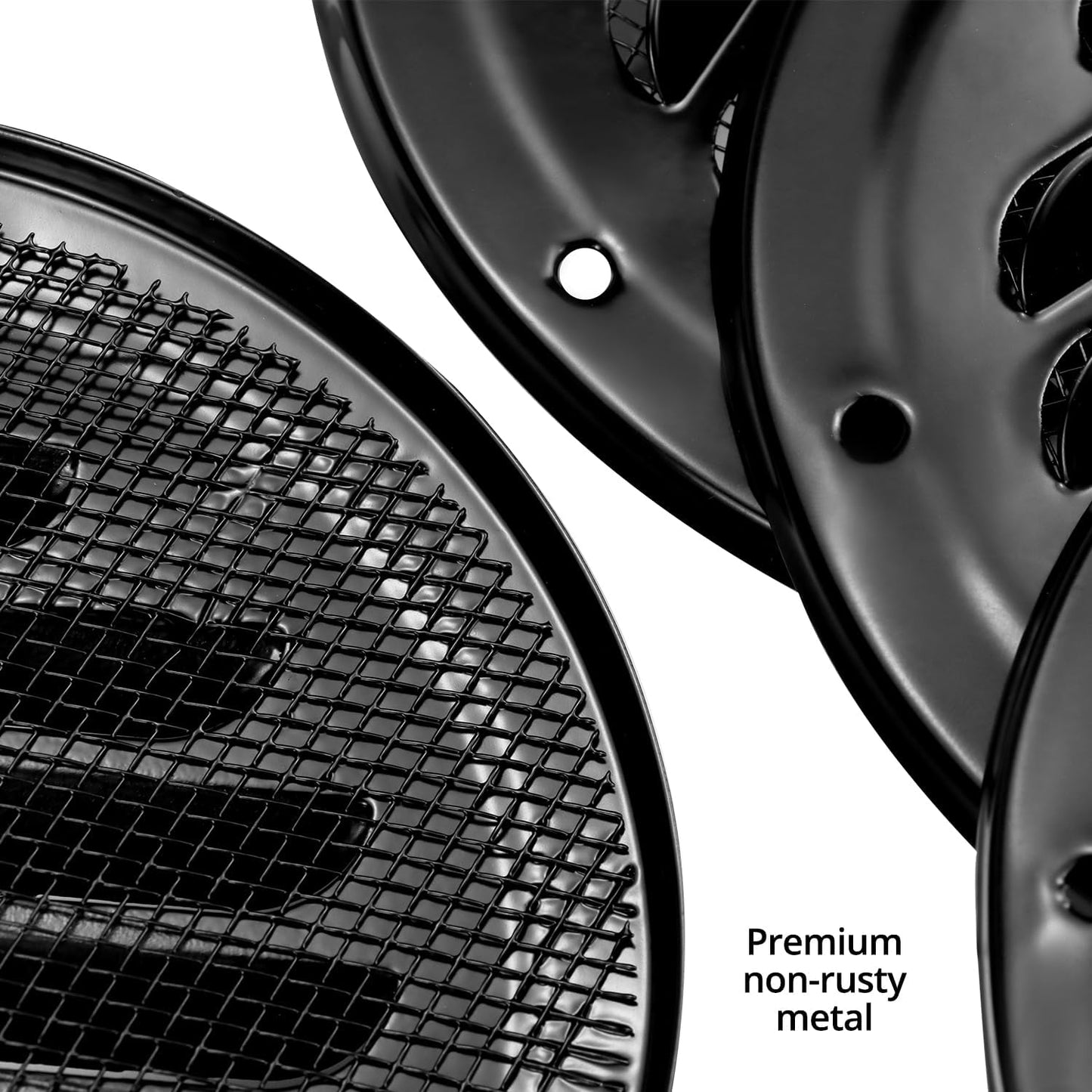 4" Black Soffit Vent Cover with Screen Mesh, 10 Pack Round Metal Air Vent Louver, 5-11/16" Diameter Grill Cover, Round HVAC Vents
