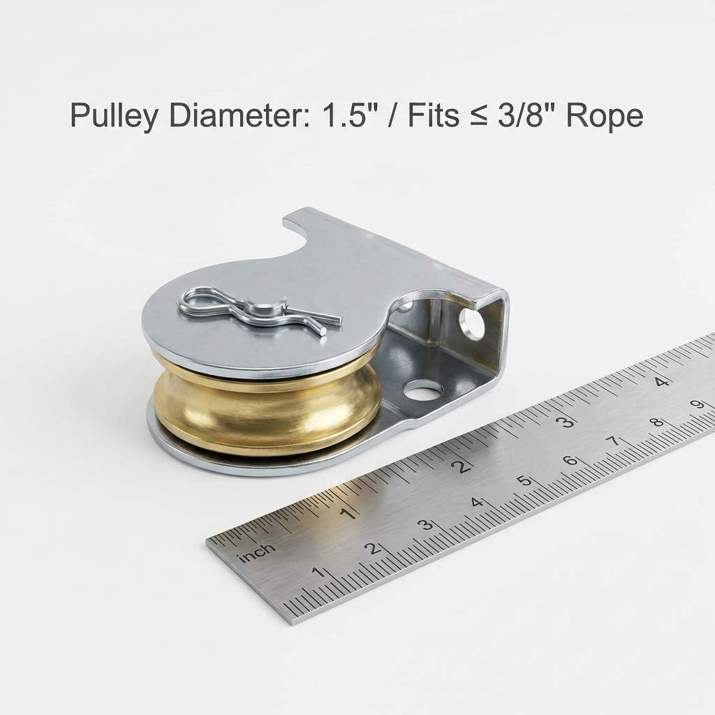 Wall Mount Pulleys, 6 Pcs 1-1/2" Ceiling Mount Single Pulley V-Groove Pulley Hardware Accessories for 3/8" Wire or Rope, Working Load 420 Lbs