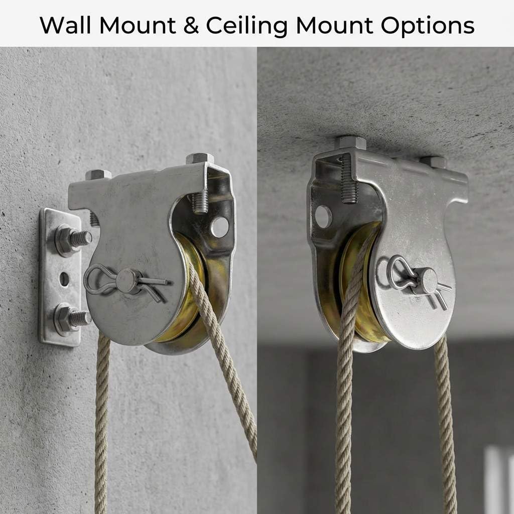 Wall Mount Pulleys, 6 Pcs 1-1/2" Ceiling Mount Single Pulley V-Groove Pulley Hardware Accessories for 3/8" Wire or Rope, Working Load 420 Lbs