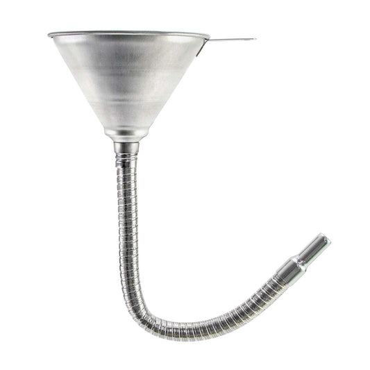 Spout Funnel with 14-9/16" Long Flexible Hose and Strainer, Steel Universal Priming Funnel for All Oils,Diesel Fuel and Other Liquids