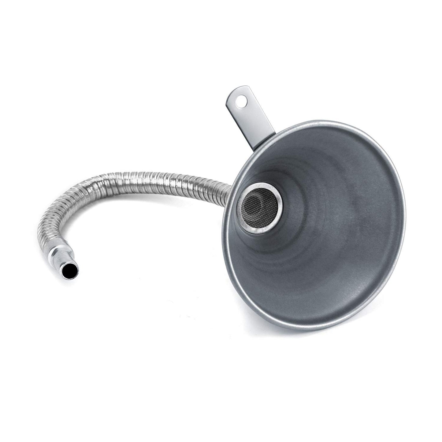 Spout Funnel with 14-9/16" Long Flexible Hose and Strainer, Steel Universal Priming Funnel for All Oils,Diesel Fuel and Other Liquids