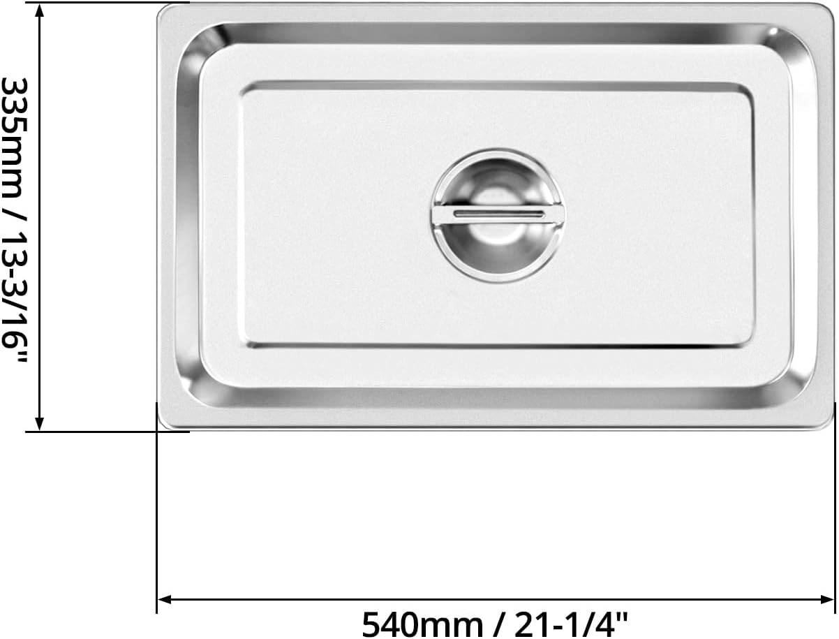 Full Size Stainless Steel Steam Table Pan Cover with Handle - Set of 2, Durable Lid for Steam Pans