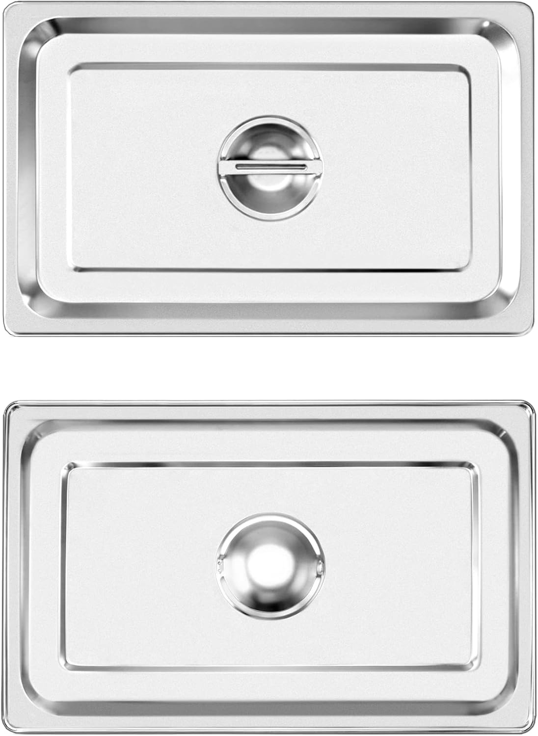 Full Size Stainless Steel Steam Table Pan Cover with Handle - Set of 2, Durable Lid for Steam Pans