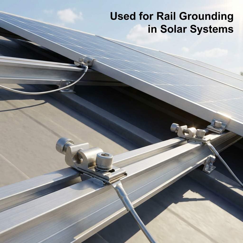 Grounding Lug 6.7mm – Aluminium Alloy Rail Connector for Solar Roof, Ground Mount & Carport Systems