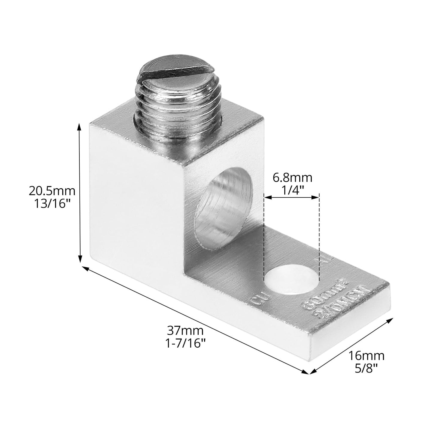 Aluminum Alloy Mechanical Lugs, 25Pcs High-Strength Terminal Mechanical Lug, Screw Size 5/16-24, Compatible with 14 AWG - 2/0 AWG Conductors