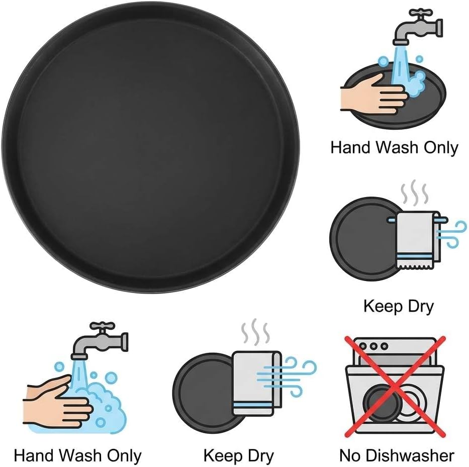 16-Inch Round Non-Slip Serving Trays – 4 Pack Rubber Surface Plastic Tray Set for Restaurant, Café & Bar