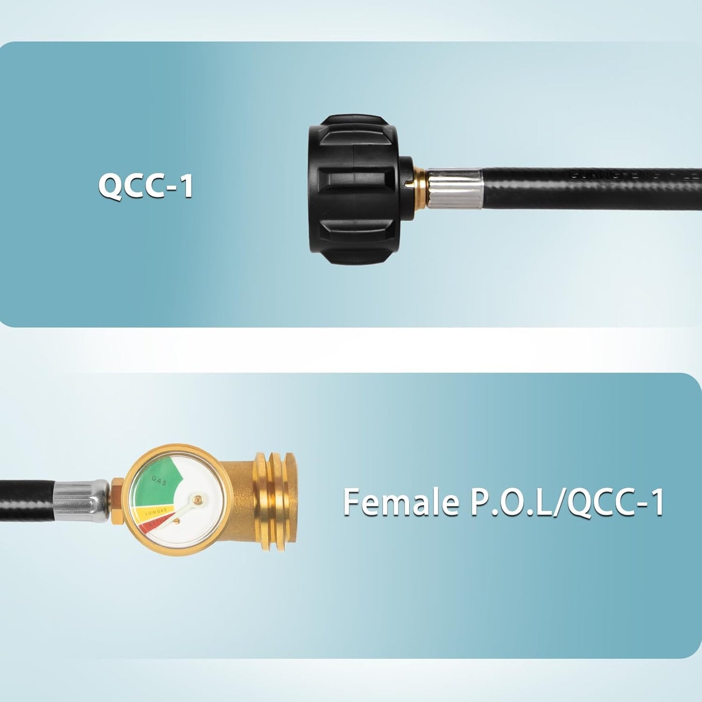 5FT Propane Extension Hose with Gauge, Propane Tank Extension Hose for RV, Gas Grill, Stove, Heater, Fire Pit and More
