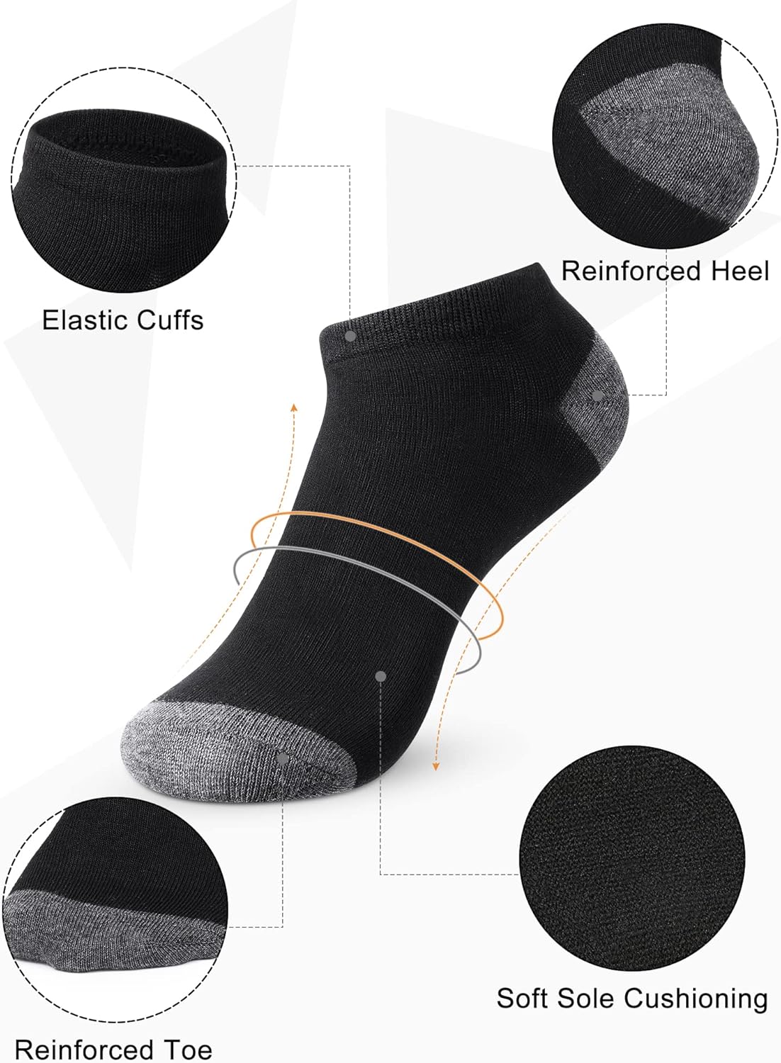 150 Pairs Men's Cushion Ankle Socks Breathable Casual Comfort Men Low Cut Sock for Sports Outdoor Running
