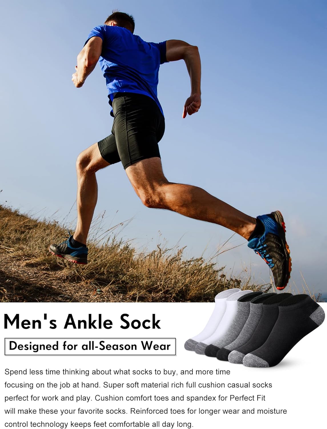 150 Pairs Men's Cushion Ankle Socks Breathable Casual Comfort Men Low Cut Sock for Sports Outdoor Running