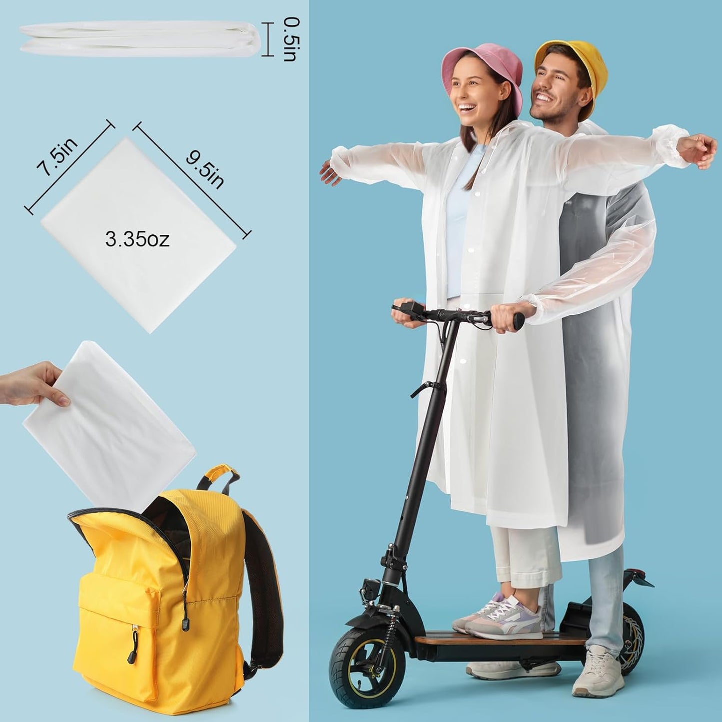 20 Pcs Rain Poncho for Adults Reusable Raincoats Emergency with Drawstring and Hood EVA Rain Jacket for Men Women