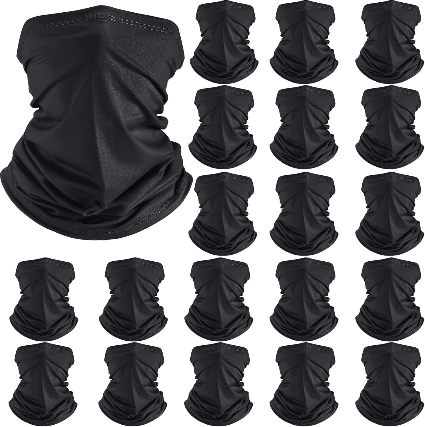 Neck Gaiter Mask Windproof Scarf UV Protection Balaclava Bandanas Breathable Outdoor for Men Women(20 Pieces,Black)
