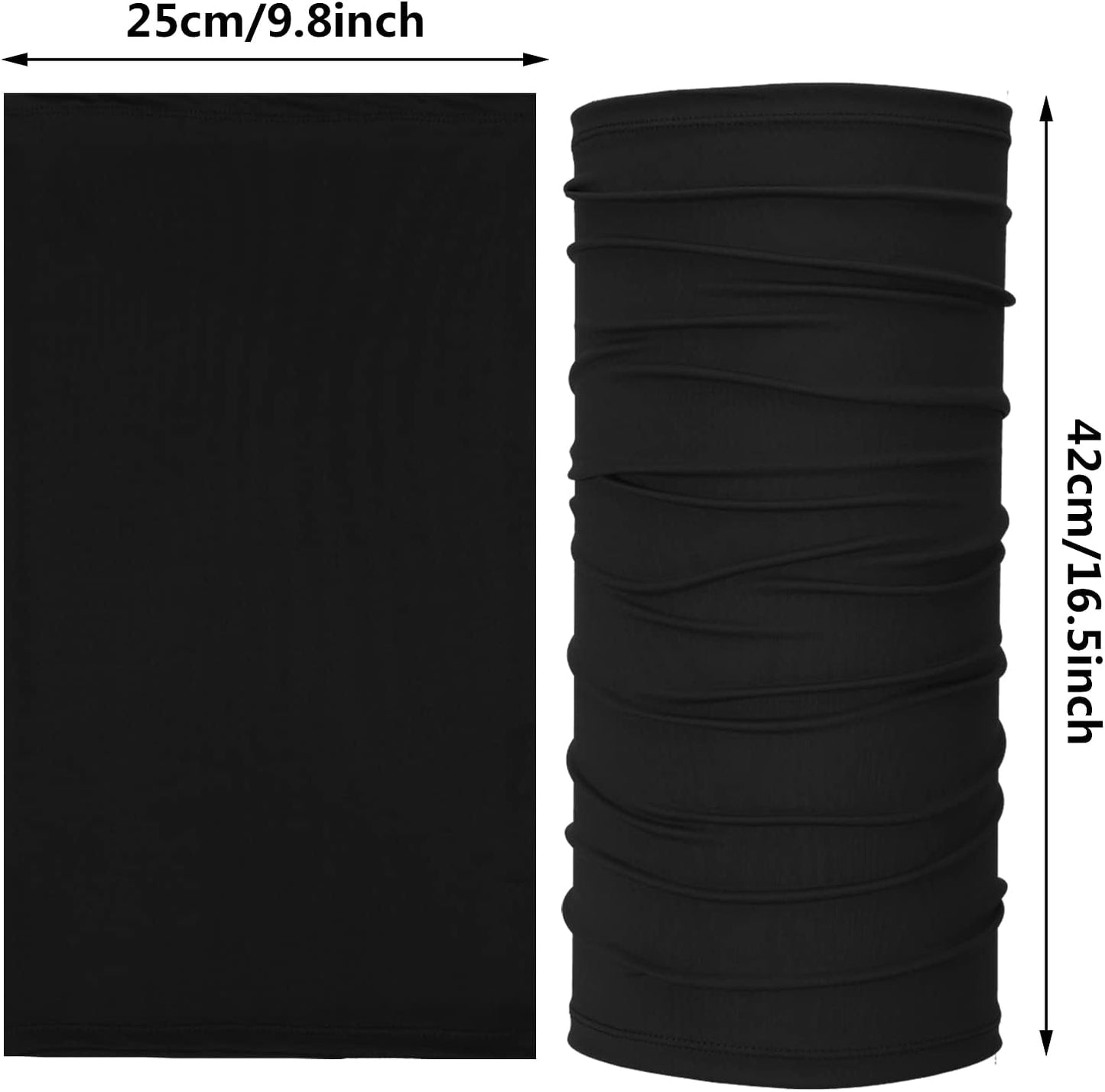 Neck Gaiter Mask Windproof Scarf UV Protection Balaclava Bandanas Breathable Outdoor for Men Women(20 Pieces,Black)