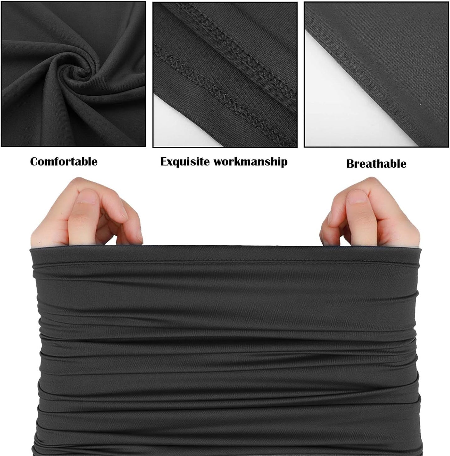 Neck Gaiter Mask Windproof Scarf UV Protection Balaclava Bandanas Breathable Outdoor for Men Women(20 Pieces,Black)