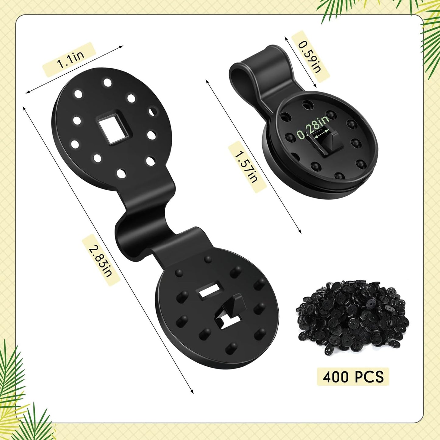 400 Pcs Black Shade Cloth Plastic Clips Round Sunshade Net Fixing Clip Fabric Clips for Garden Anti Bird Netting Greenhouse Outdoor Agricultural Netting Fabric Accessories
