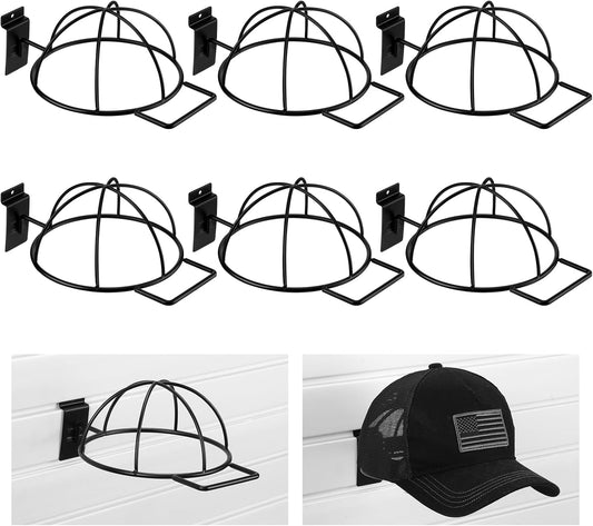 6 Pcs Slat Wall Hat Display Wire Headwear Rack Slatwall Accessories Metal Retail Display Racks for Baseball Hats Beanies Wigs Organization, Home, Retail Store, Warehouse(Black)