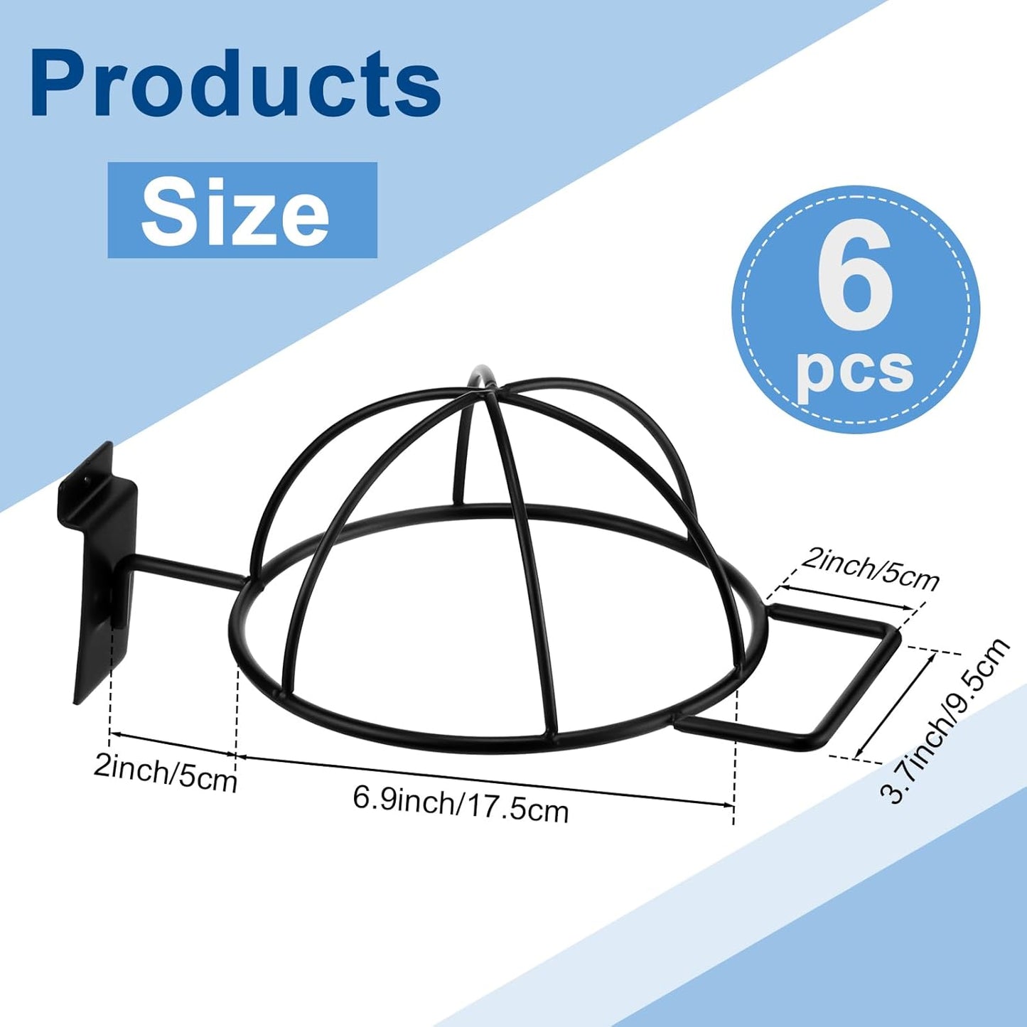6 Pcs Slat Wall Hat Display Wire Headwear Rack Slatwall Accessories Metal Retail Display Racks for Baseball Hats Beanies Wigs Organization, Home, Retail Store, Warehouse(Black)