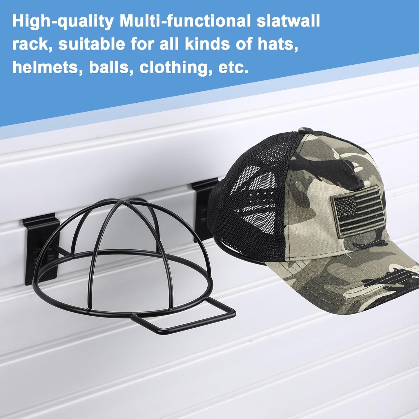 6 Pcs Slat Wall Hat Display Wire Headwear Rack Slatwall Accessories Metal Retail Display Racks for Baseball Hats Beanies Wigs Organization, Home, Retail Store, Warehouse(Black)