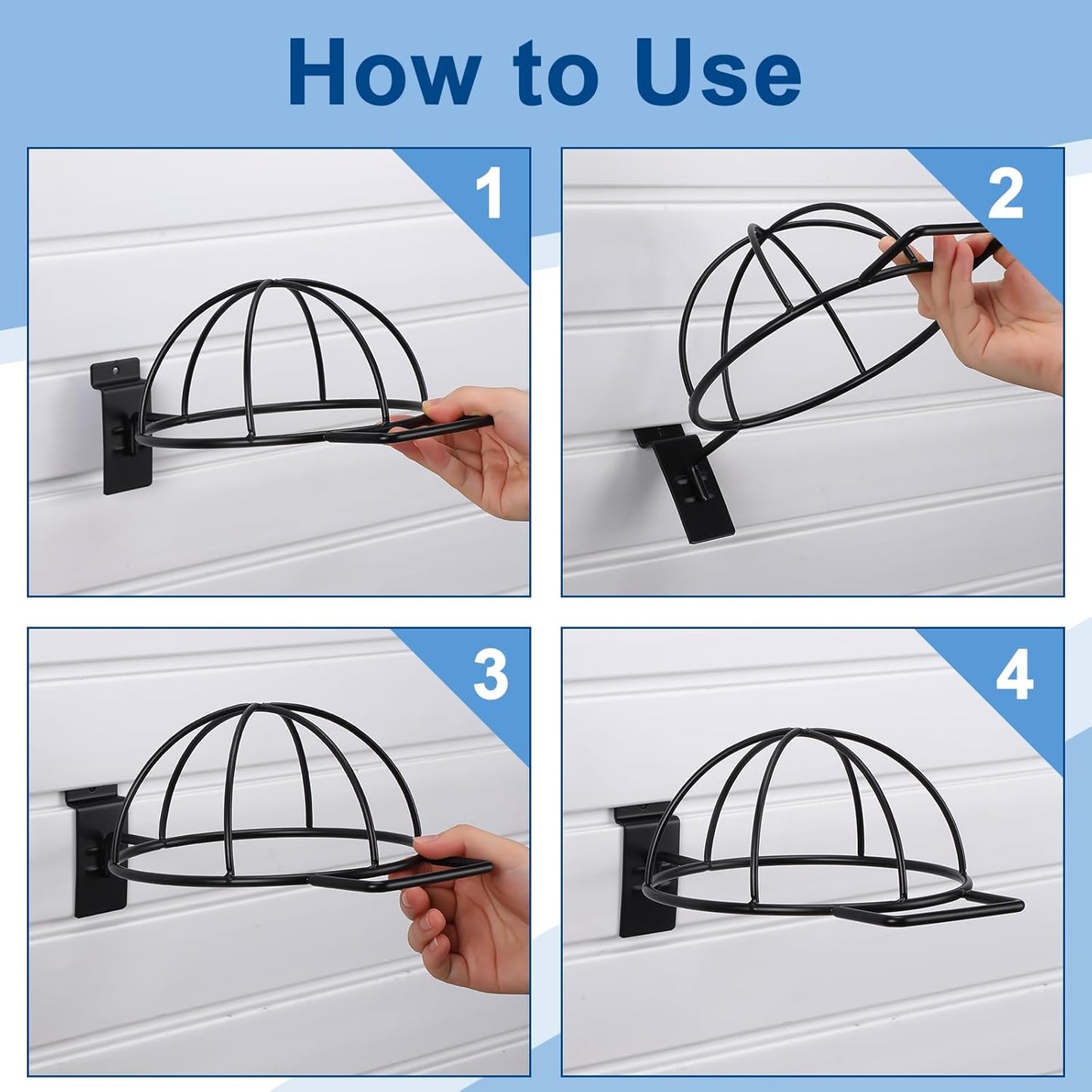6 Pcs Slat Wall Hat Display Wire Headwear Rack Slatwall Accessories Metal Retail Display Racks for Baseball Hats Beanies Wigs Organization, Home, Retail Store, Warehouse(Black)