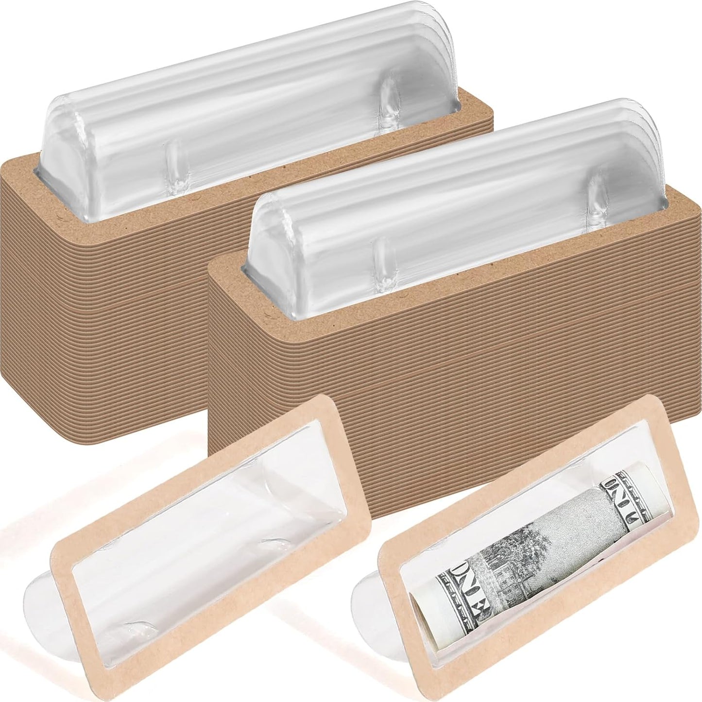 200 Pcs Clear Lip Balm Pouches Plastic Money Holder for Cash Gift Lipstick Plastic Domes Compact Money Card Holder with Adhesive Lip Balm Cards for Organize DIY Storage
