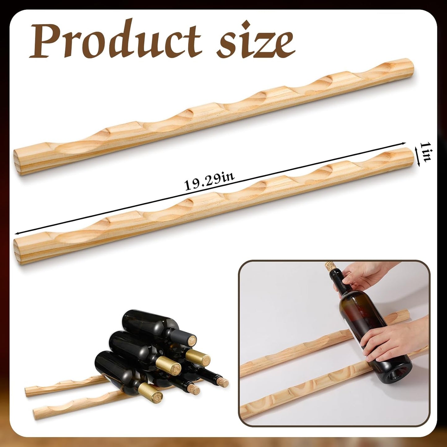 4 Pcs Compact Wooden Wine Rack Wood Wine Bottle Holder Countertop Holder Stand Display Rack Shelf Small Stackable Bottle Storage Organizer for Cabinet Fridge Tabletop Bar(5 Grooves)