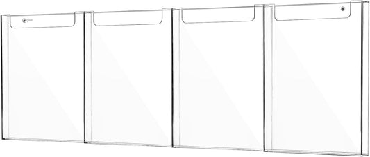 Acrylic Brochure Holder, 8.5 x 11 Inch Flyer Magazine Display Wall Mount Pamphlet Rack Clear Plastic Brochure Stand Literature Holder for Office Classroom Home (4 Pockets)