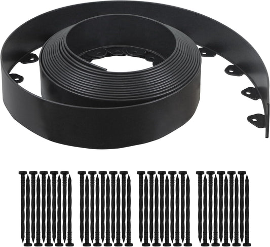 Landscape Edging Kit, 40-Foot Long, 3-Inch Tall, No Dig Garden Edging Border for Flower Beds, Tree Rings, Pathways, Includes 40 Spikes