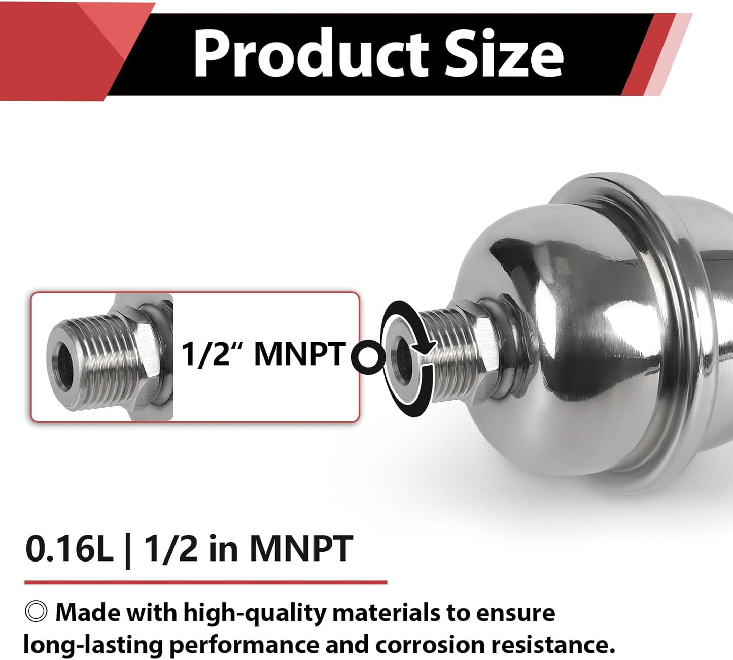 2-Gallon Capacity Mini Thermal Expansion Tank (0.16L), Stainless Steel Hammer Arrestor with 1/2 Inch Threaded For Tankless Water Heater, Water Dispensing/Beverage Appliances (TANK003)
