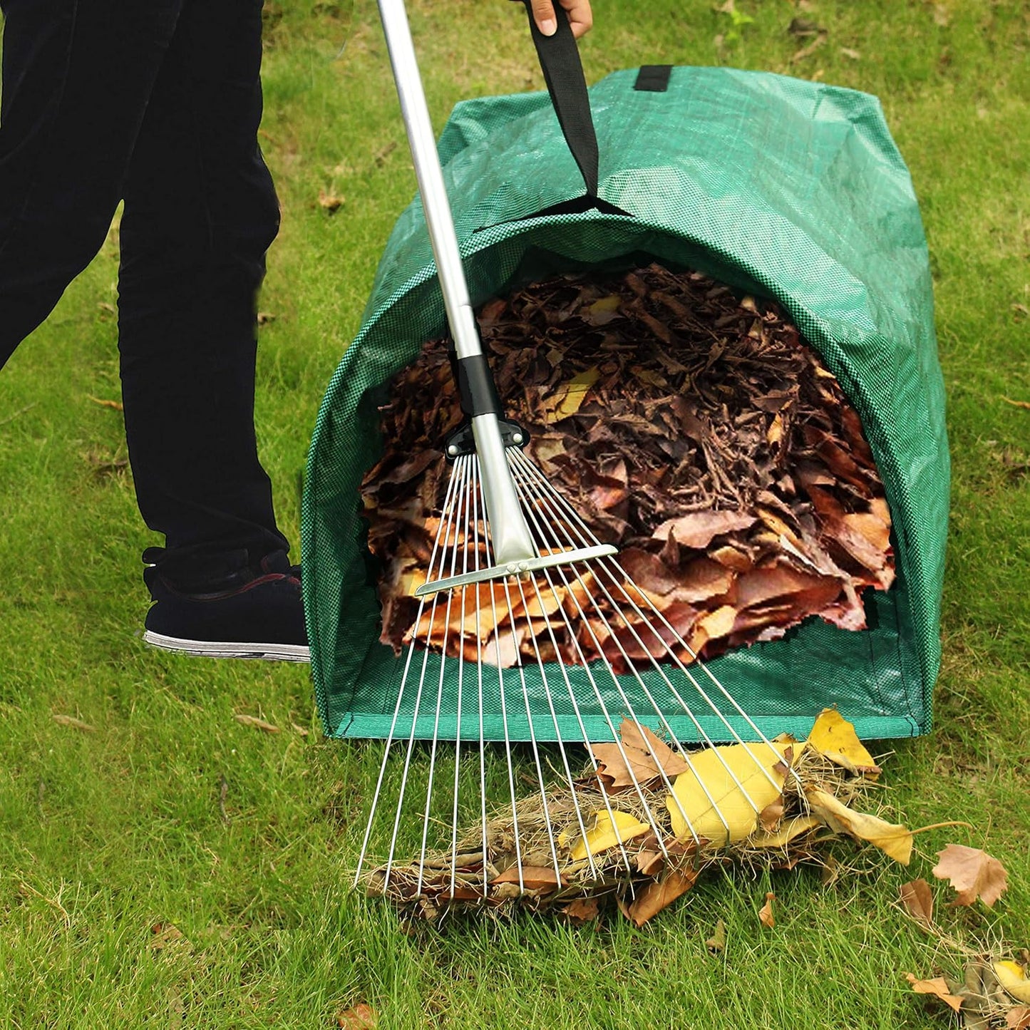 2-Pack 53 Gallon Dustpan-Type Yard Waste Bags, Reusable Heavy Duty Collapsible Garden Leaf Bags, Leaf Collector for Leaves, Lawn Debris & Grass Clippings