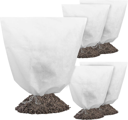 5-Pack Plant Covers Freeze Protection, Drawstring Tree Cover, Winter Freeze Plant Protection, Tree Jacket Frost Blanket for Outdoor Plants, 22.4" x 24"