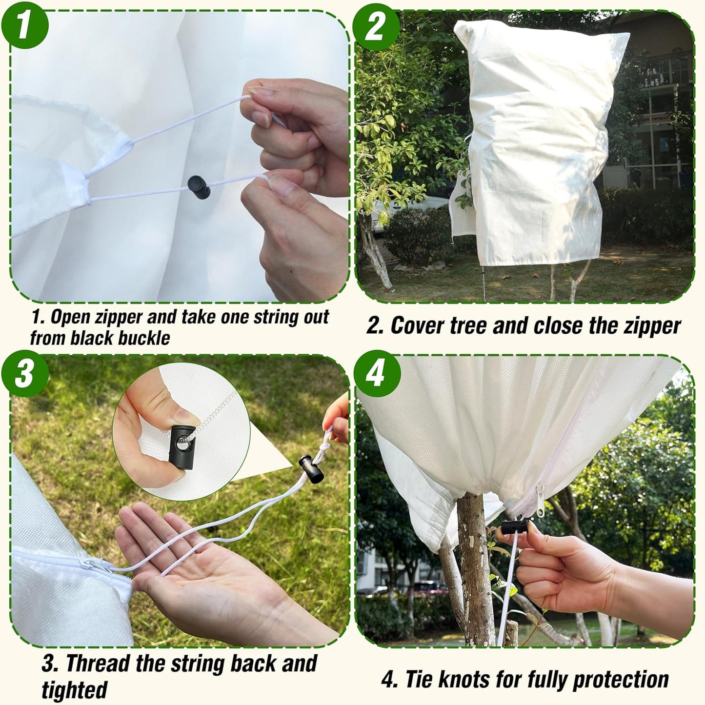 5-Pack Plant Covers Freeze Protection, Drawstring Tree Cover, Winter Freeze Plant Protection, Tree Jacket Frost Blanket for Outdoor Plants, 22.4" x 24"
