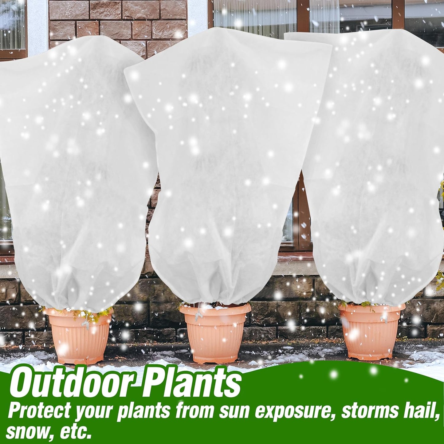 5-Pack Plant Covers Freeze Protection, Drawstring Tree Cover, Winter Freeze Plant Protection, Tree Jacket Frost Blanket for Outdoor Plants, 22.4" x 24"