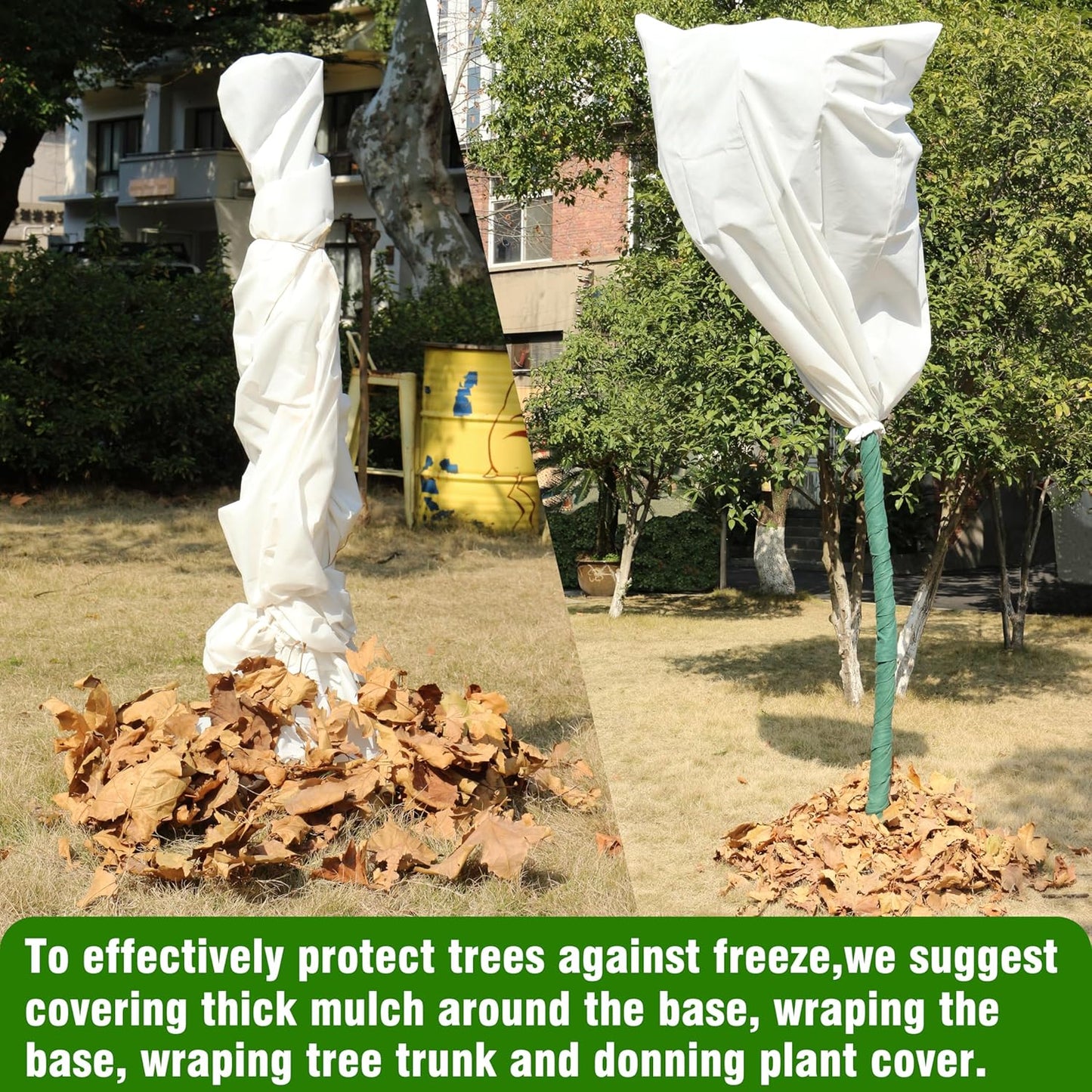 5-Pack Plant Covers Freeze Protection, Drawstring Tree Cover, Winter Freeze Plant Protection, Tree Jacket Frost Blanket for Outdoor Plants, 22.4" x 24"