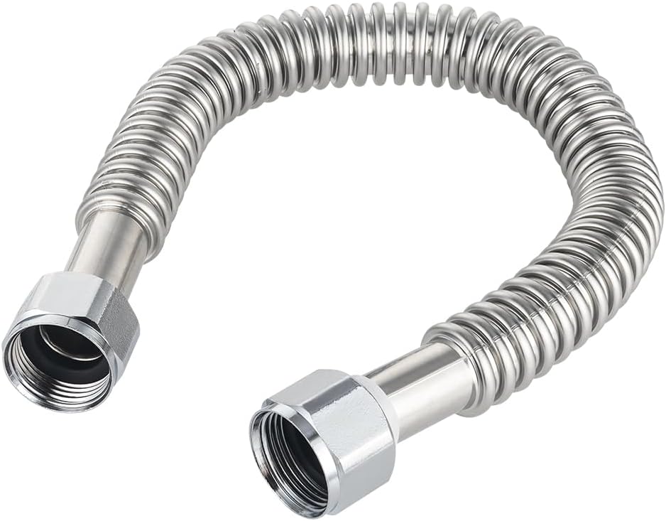 (Pack of 2)  24-inch 1" FIP X 1" FIP Flexible Stainless Steel Corrugated Hose Connector for Water Heater, Water Softener,(HOSE042)