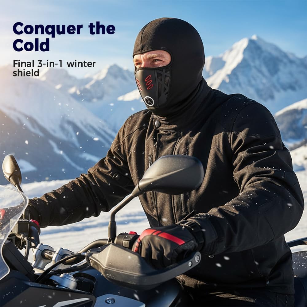 Winter Windproof Thermal Fleece Face Mask, 2026 Fleece Motorcycle Thermal Full Face Mask for Cycling Outdoor Sports