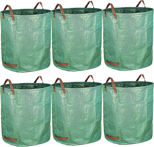 6-Pack 72 Gallon Yard Waste Bags, Reusable Heavy Duty Collapsible Garden Leaf Bags with Plastic Ring, Stand-Up Yard Waste Bin for Leaves, Lawn Debris & Grass Clippings