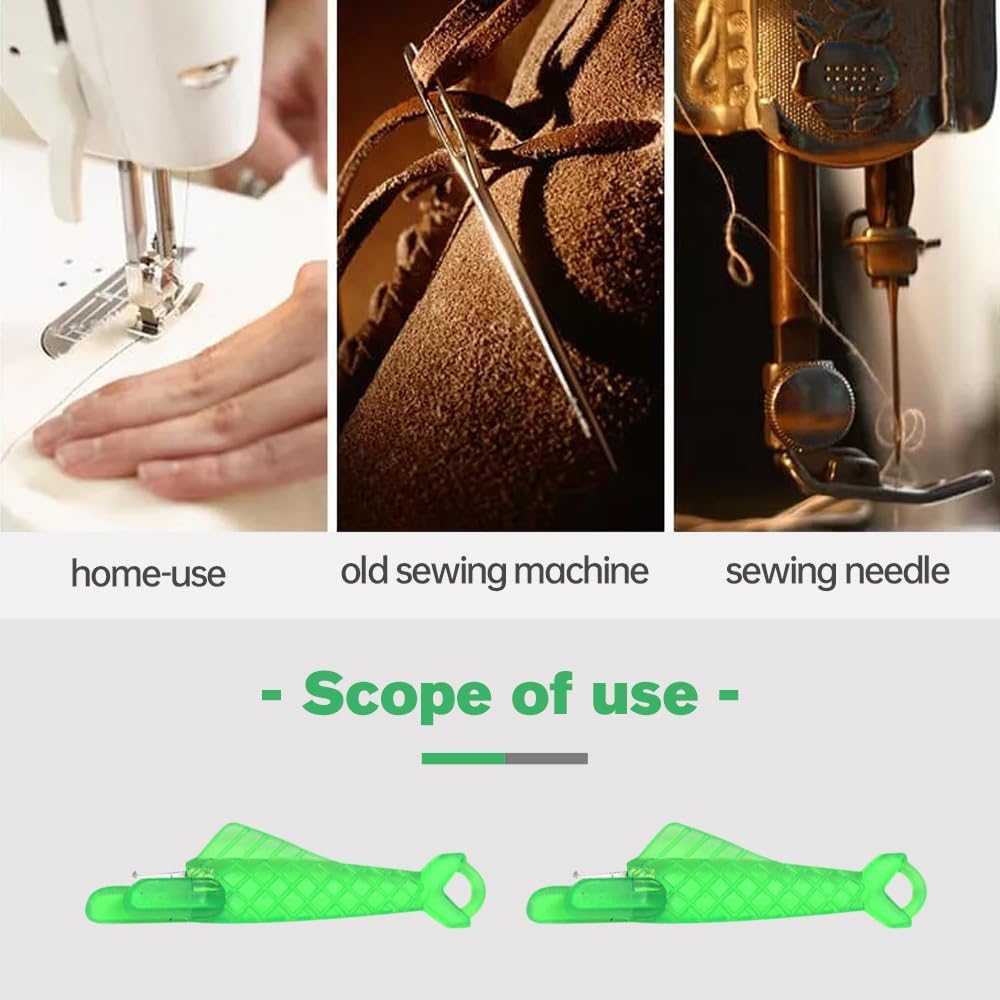 Fish Mouth Sewing Machine Needle Threader, 2024 Upgrade Quick Sewing Machine Loop Easy Selfthread Needle Threaders Tool, Automatic Sewing Needle Threader Simple Needle Threader (Green*5)