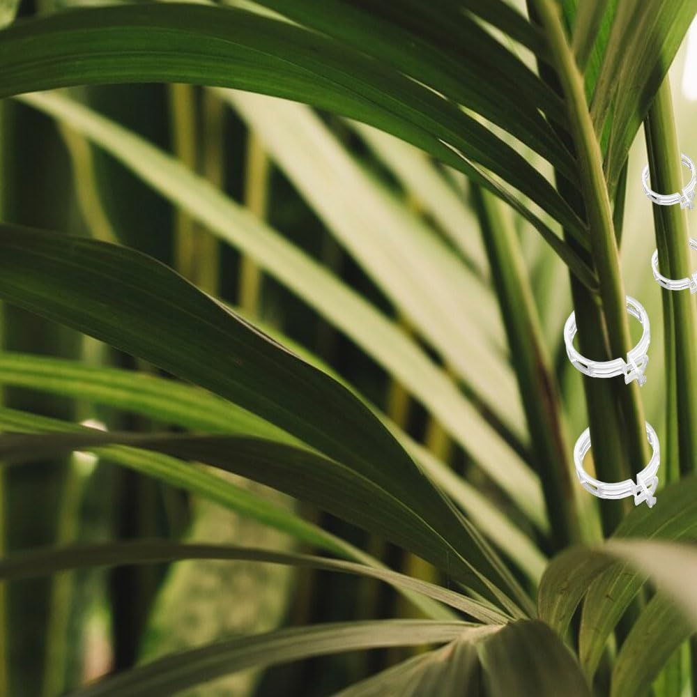 Secured Plastic Plant Clip - 100 Pcs, Garden Support Clips for Climbing Vines - Reusable, White