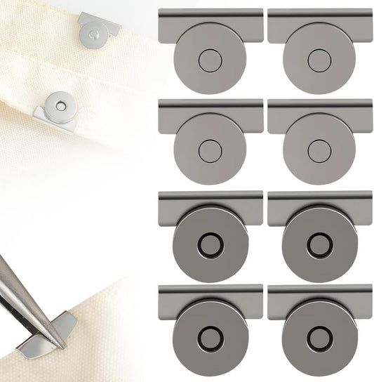 Seamless Magnetic Buckle Clasp for Bags, Clothing and DIY Crafts, 2025 New Metal Seamless Magnetic Buckle Purse Clasp, Multifunctional Seamless Snap No Sewing Required Bag Clip (Grey X4)
