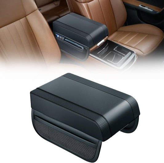 Universal Car Armrest Booster Cushion, 2024 New Memory Cotton Car Armrest Box Pad Auto Center Console Pad, Upgrade Waterproof Car Center Console Cover Pad Elbow Rest Box Covers (Black)