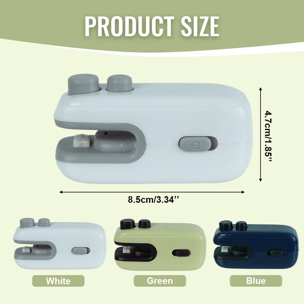 Mini Bag Sealer, 4 in 1 Bag Cutter and Sealer, USB Rechargeable, Portable, Blue