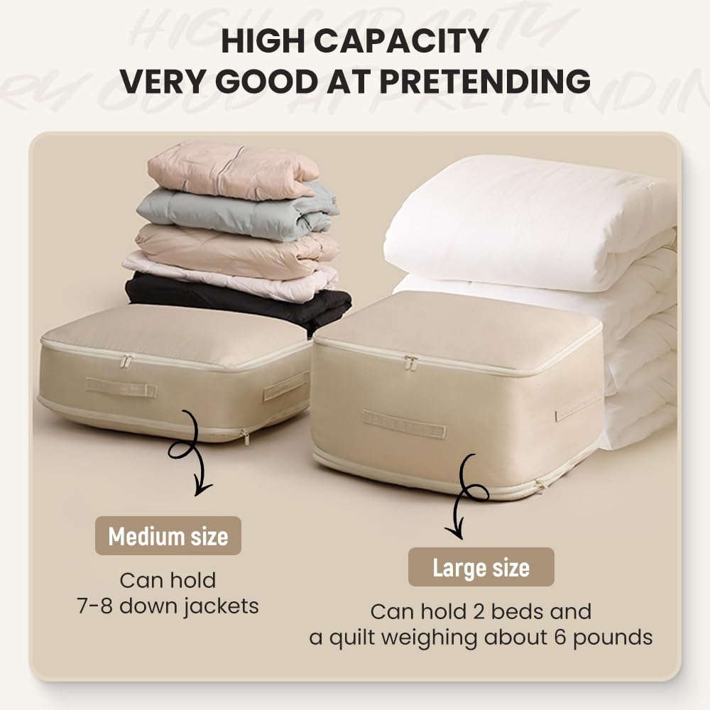 Ultra Space Saving Self Compression Organizer, Space Saving Self Compression Organizer for Comforters, 2024 New Self Compression Moving Organizer Bags Heavy Duty Moving Bags (Blue, X-Large)