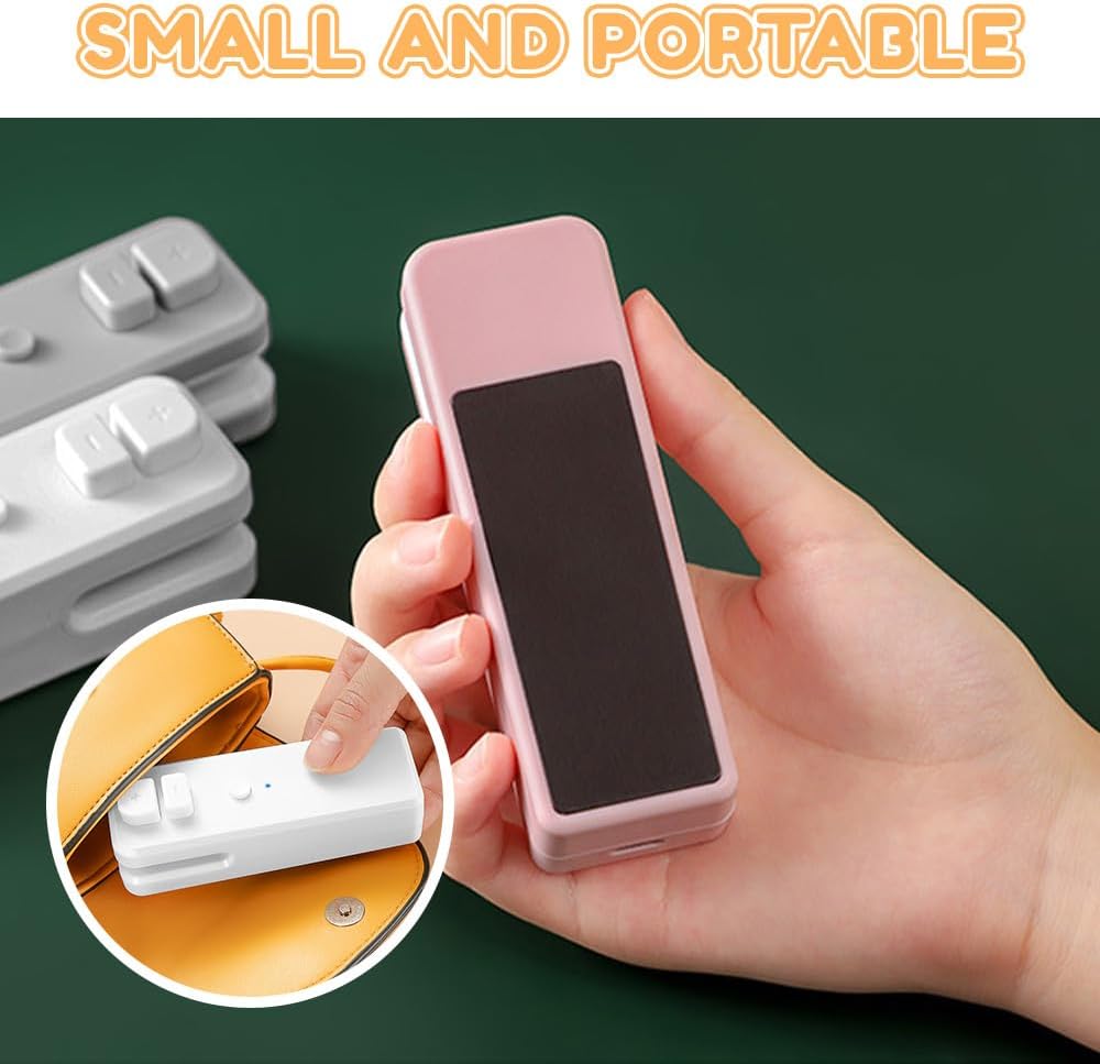 Mini Bag Sealer Heat Seal Tool, Upgraded 2 in 1 Rechargeable Portable Handheld Vacuum Food Sealer 2024 Portable Mini Sealing Household Machine for Snacks Vegetable Fresh Storage (White)