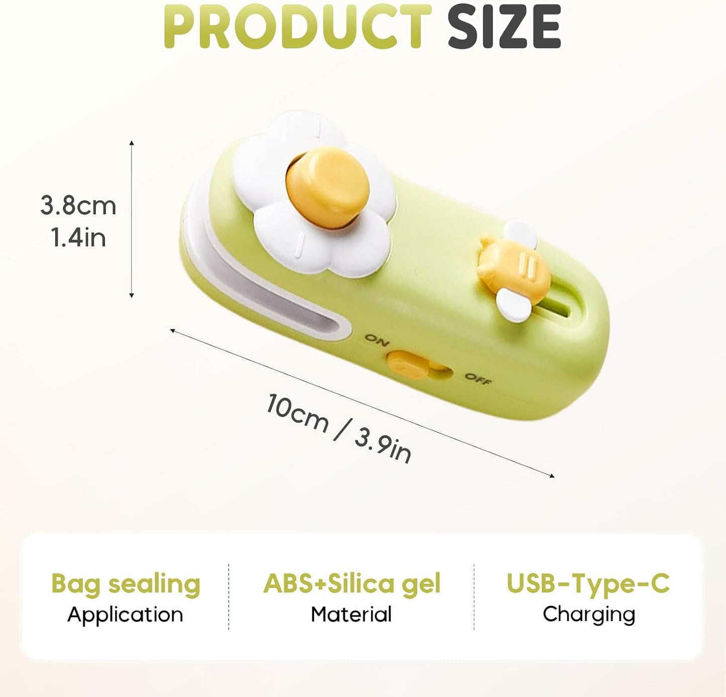 Upgraded Mini Bag Sealer, 2025 New 2 in 1 Bag Sealer Heat Seal with Cutter and Magnet, USB Rechargeable Chip Bag Sealer Heat Seal for Plastic Bags Snacks and Food Storage (Green)
