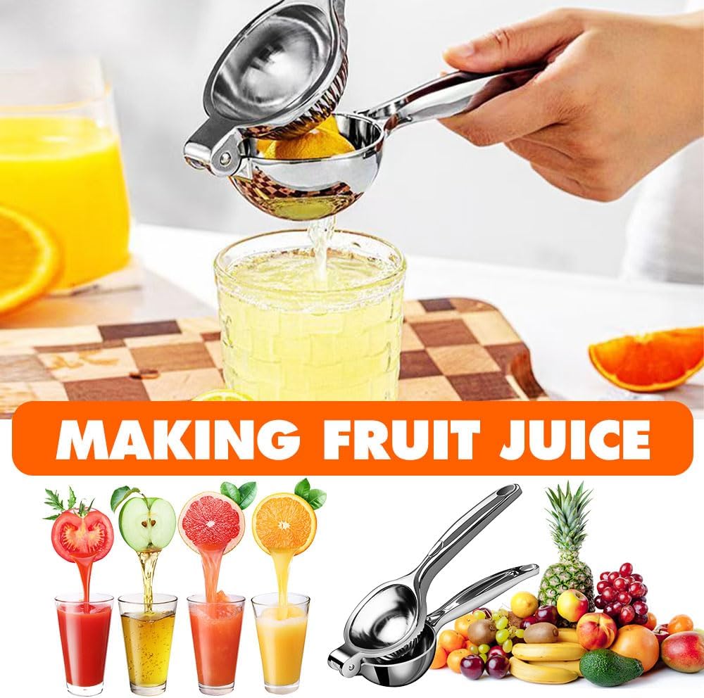 Handheld Lemon Squeezer, 2025 New Stainless Steel Lemon Lime Squeezer Citrus Juicer, Upgrade Heavy Duty Solid Metal Squeezer Bowl Solid Metal Hand Juicer (1, Sliver)