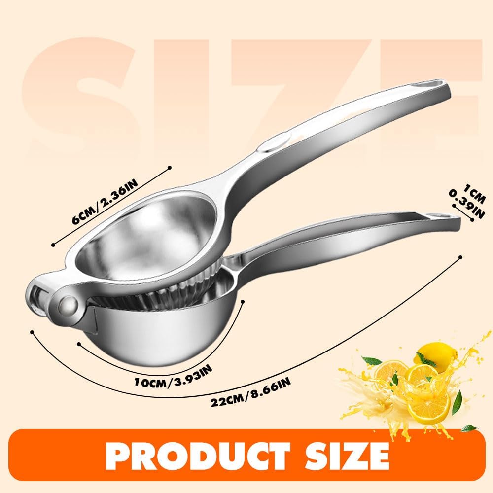 Handheld Lemon Squeezer, 2025 New Stainless Steel Lemon Lime Squeezer Citrus Juicer, Upgrade Heavy Duty Solid Metal Squeezer Bowl Solid Metal Hand Juicer (1, Sliver)
