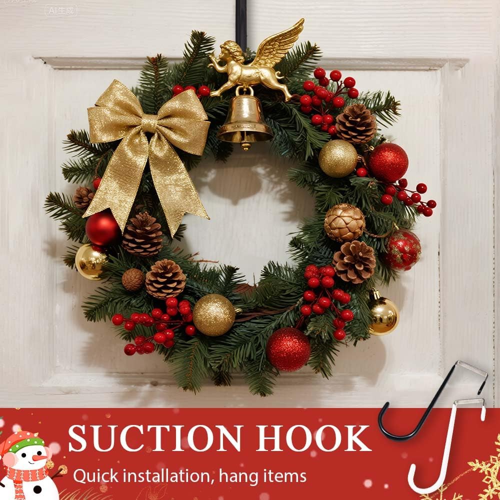 2025 New Over The Door Hooks 4 Pack, Upgrade Garland and Stocking Mantel Holders, Christmas Decorations Garland Stocking Holder Garland Hanger Dual Purpose Dorm Essentials (White)