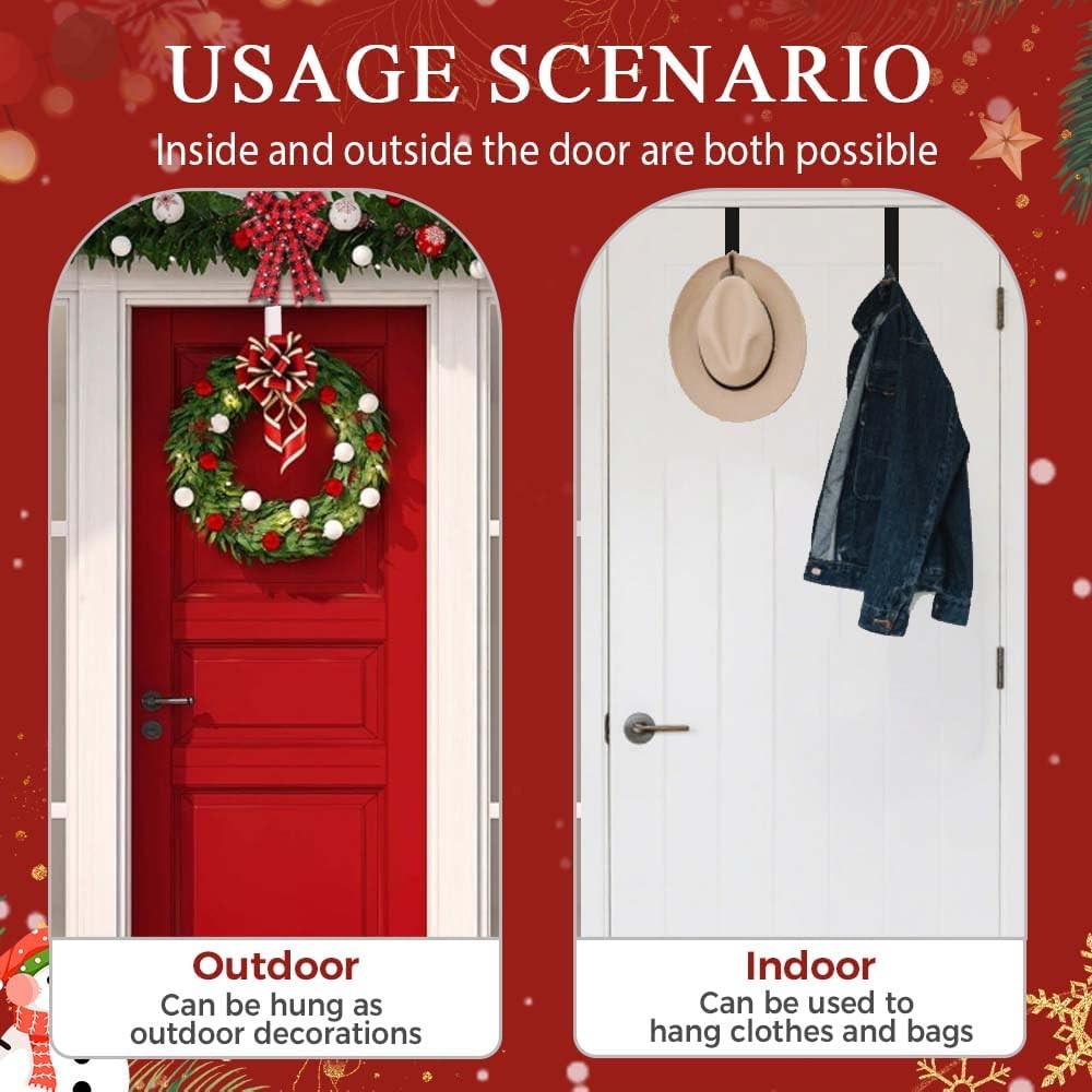 2025 New Over The Door Hooks 4 Pack, Upgrade Garland and Stocking Mantel Holders, Christmas Decorations Garland Stocking Holder Garland Hanger Dual Purpose Dorm Essentials (White)