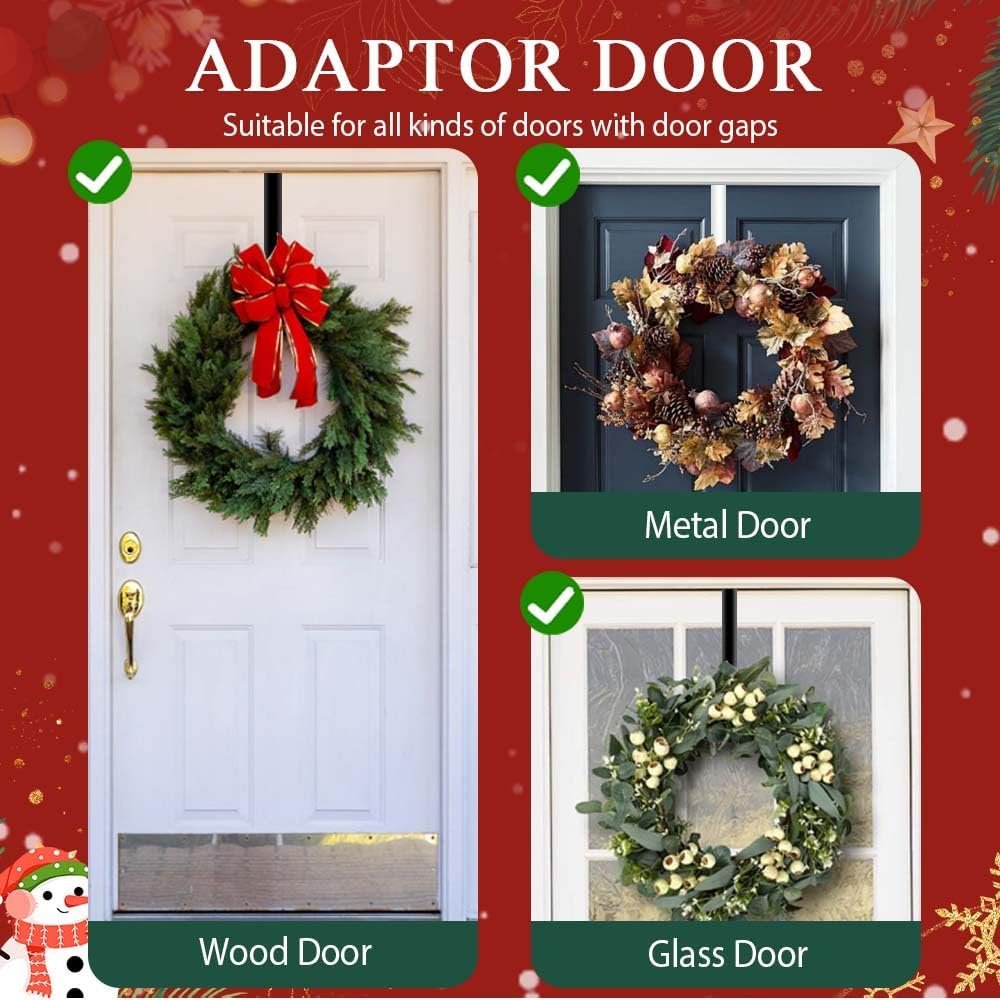 2025 New Over The Door Hooks 4 Pack, Upgrade Garland and Stocking Mantel Holders, Christmas Decorations Garland Stocking Holder Garland Hanger Dual Purpose Dorm Essentials (White)